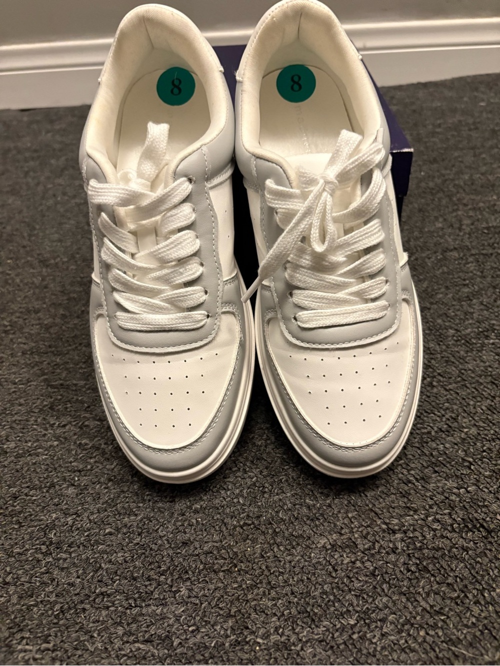 White & Gray Madden Girl platform sneakers,
 Low-Top Athletic Sneakers - Classic